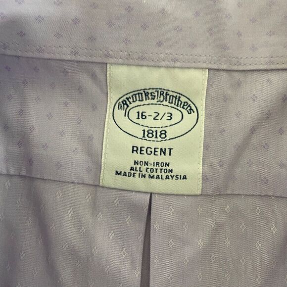 Brooks Brothers Shirt Mens 16-2/3 Purple Diamond Print Button Up Regent Non Iron - Picture 2 of 9